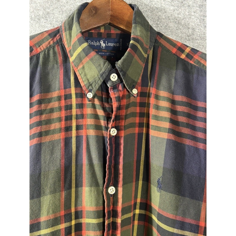 Ralph Lauren Blake Mens XL Plaid Button Down Shirt Pony Logo Embroidery Forrest
